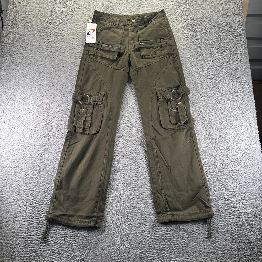 Craze Pant Mens S Green Cotton Cargo Straight Travel Workwear Utility Technician